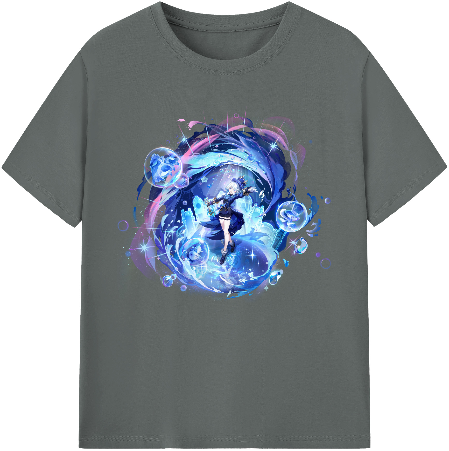 げんし神 フリーナ genshin Furina 綿100％ メンズ半袖Tシャツ｜肌触りやわらか＆通気性